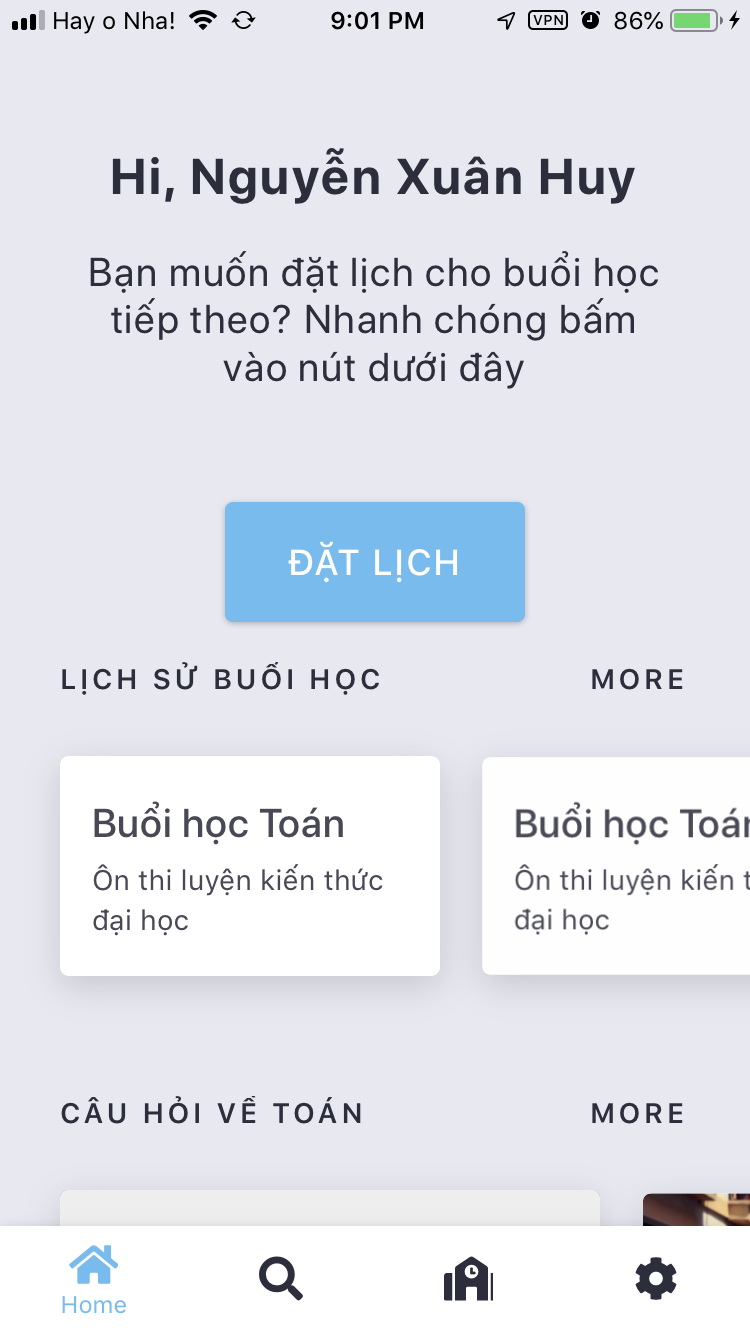 Ứng dụng đặt gia sư nhanh chóng